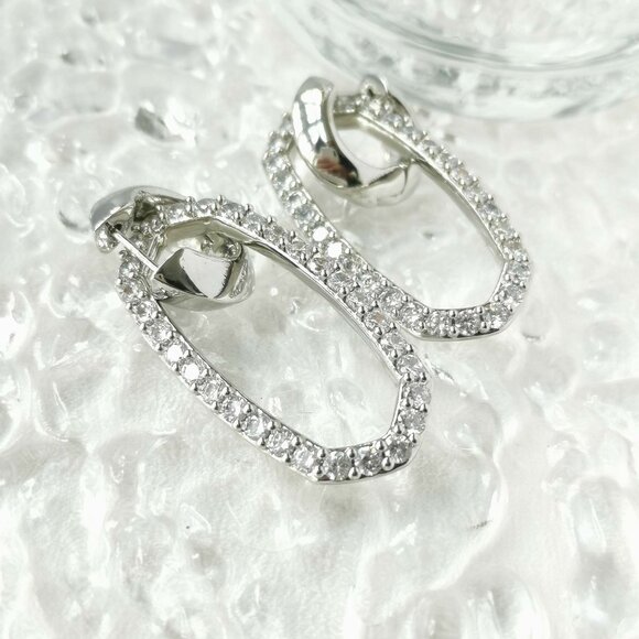 Kendra Scott - Danielle Silver White Crystal Convertible Link Earrings - new - Picture 2 of 3